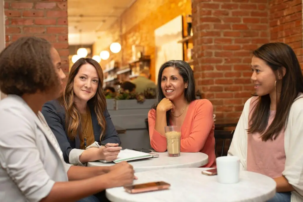 Women having a meeting in a cafe