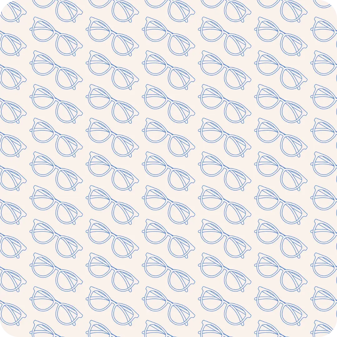 Pattern of blue glasses on white background