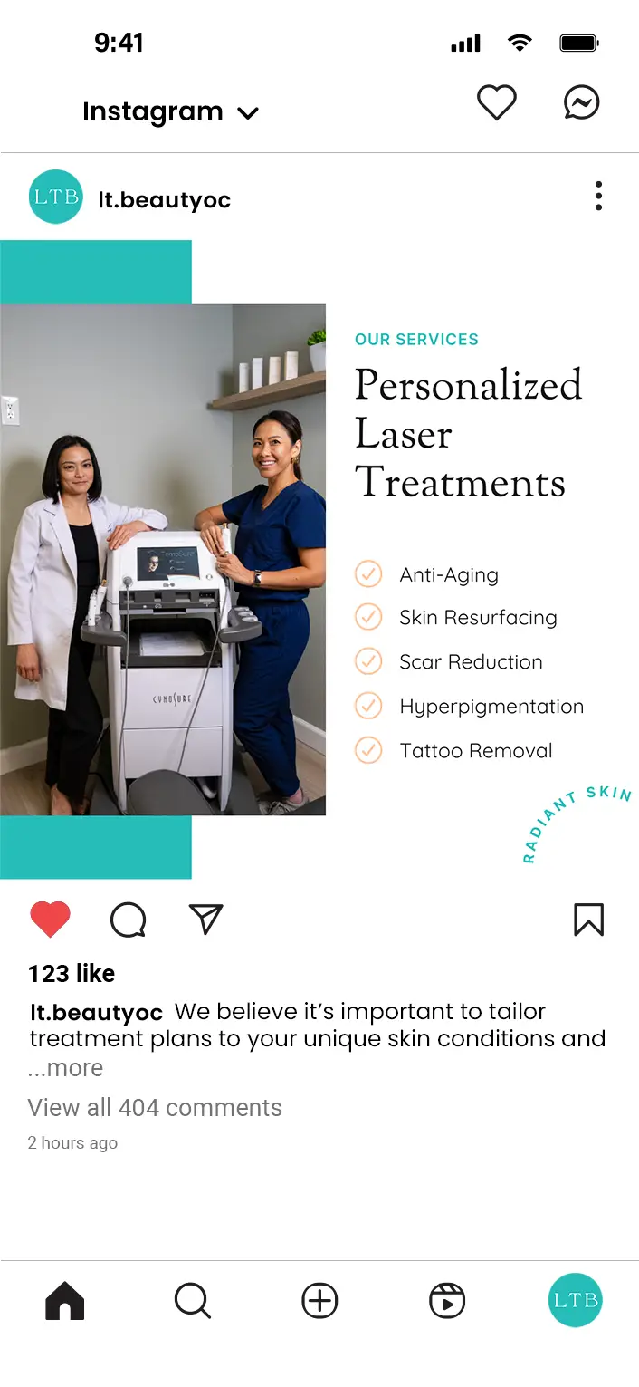 Laser treatments for skin care services