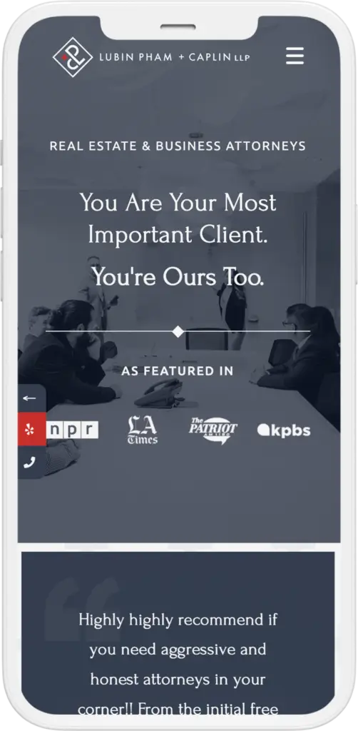 Real estate business attorneys website homepage screenshot