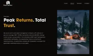 Cozy cabin in snowy mountain scene