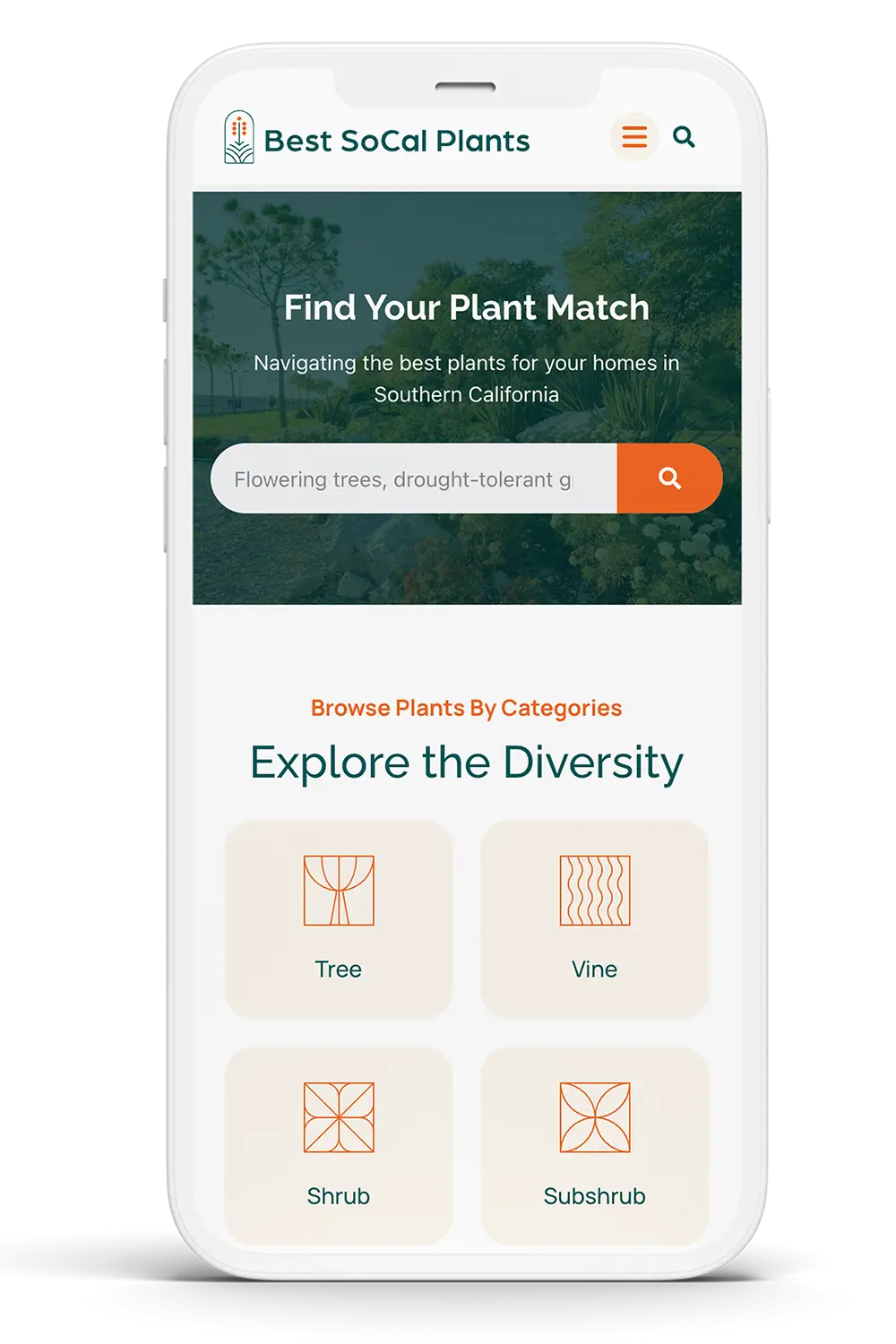Best SoCal Plants mobile site homepage screenshot