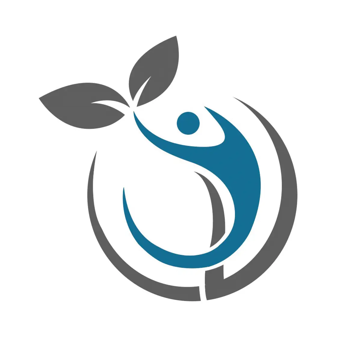 Person with leaves in organic logo design.