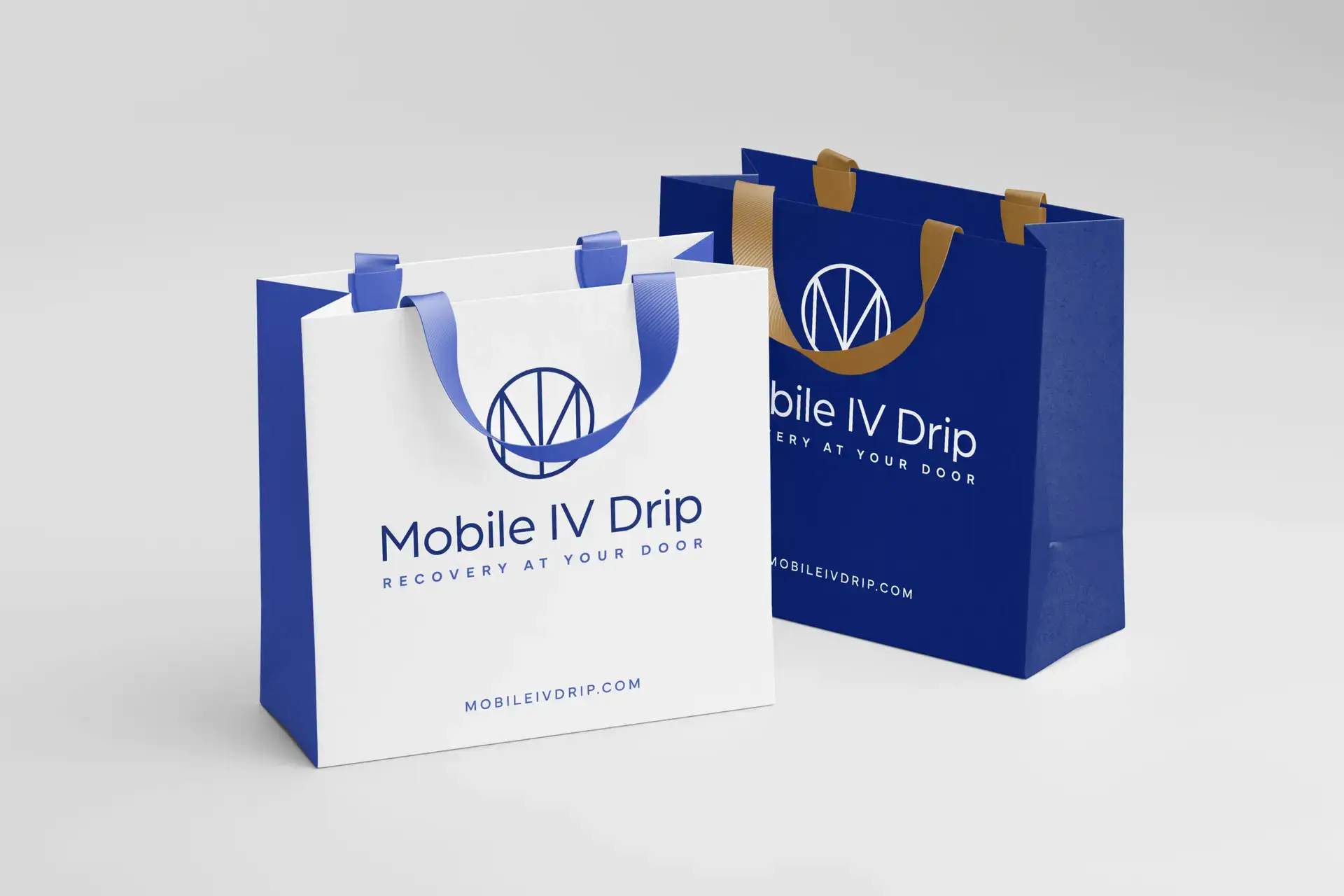 Mobile IV Drip branded shopping bags with handles.