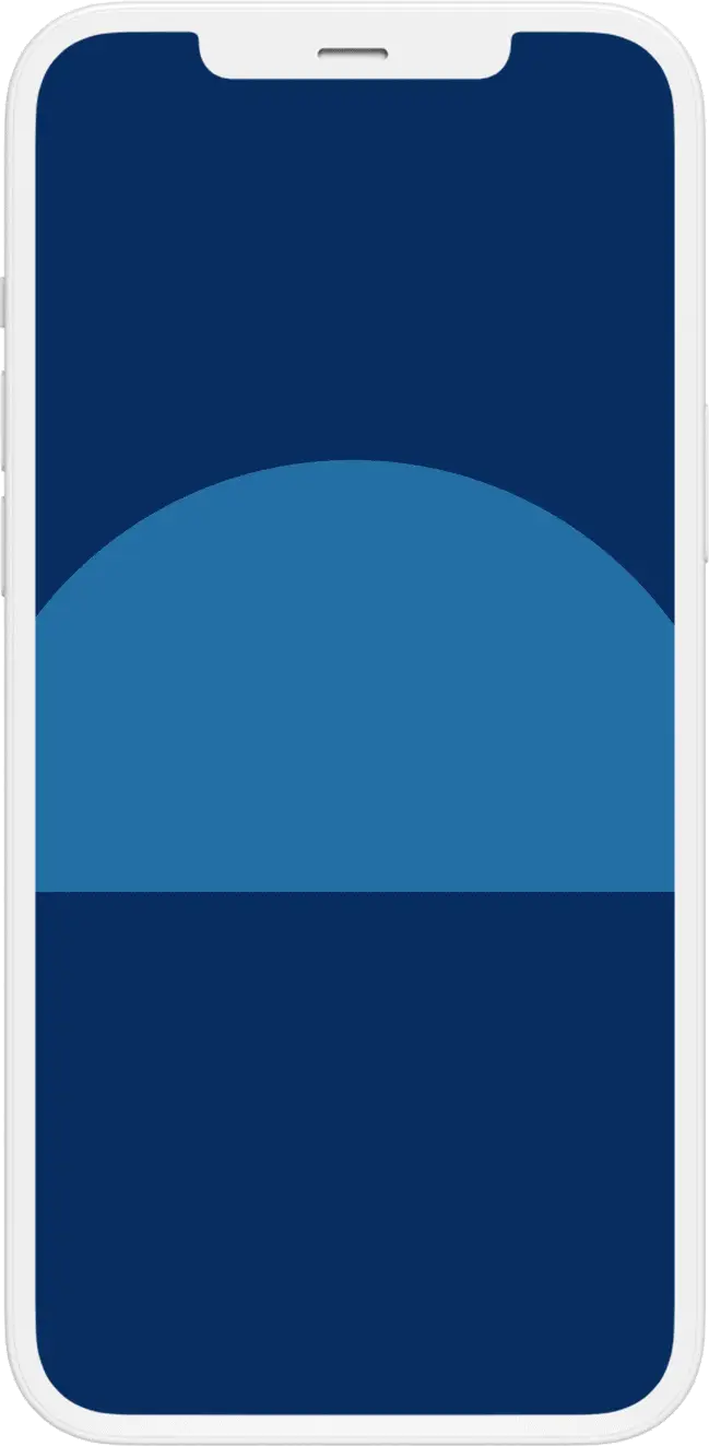 Blue semicircle on navy background on smartphone screen