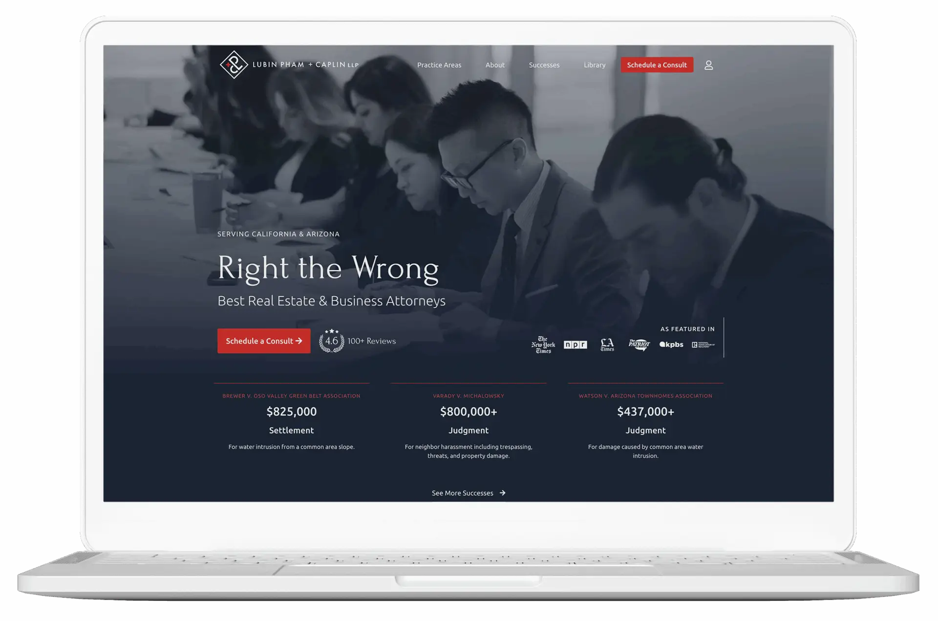 Real estate and business attorney services webpage.