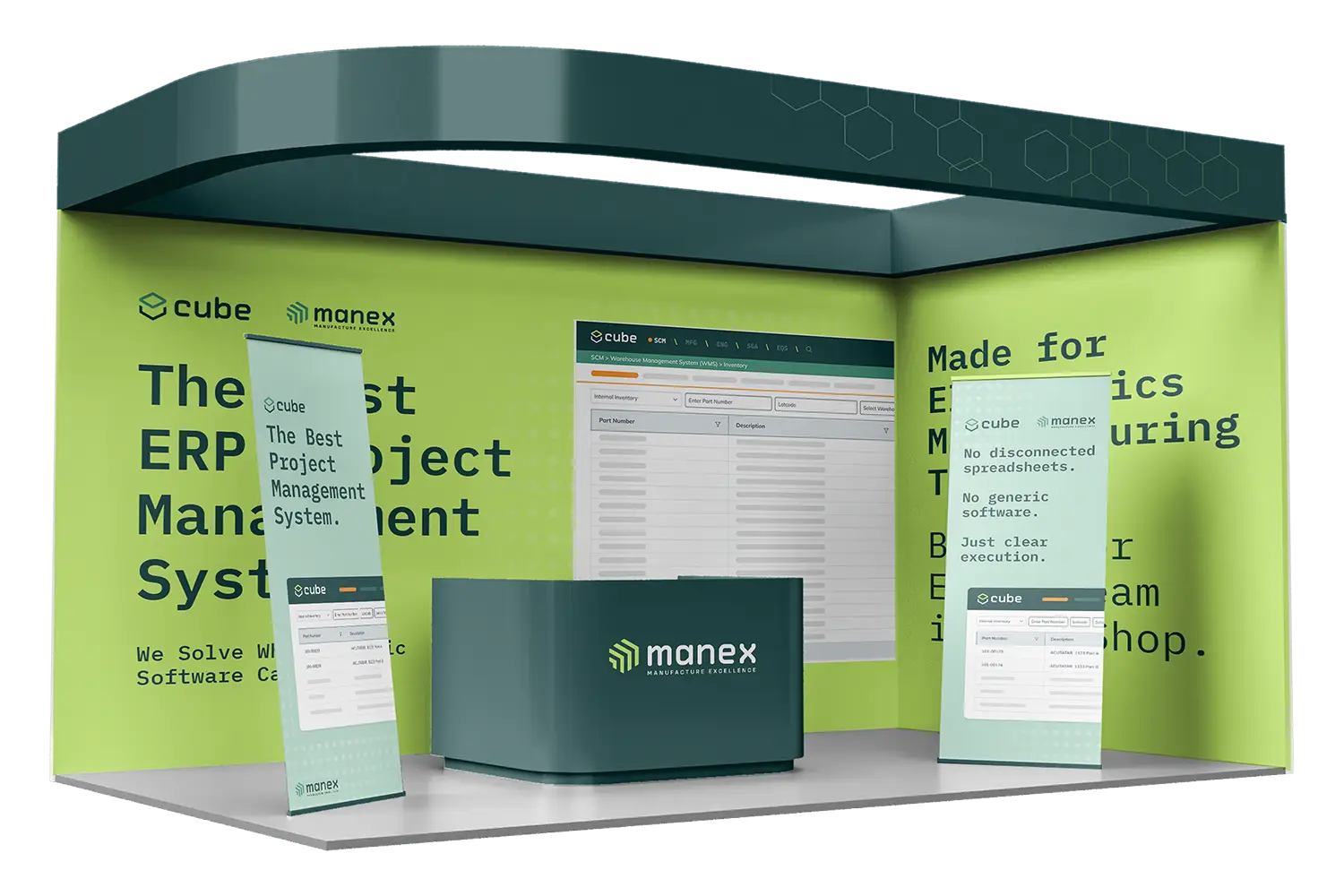 Manex Cube ERP project management display booth