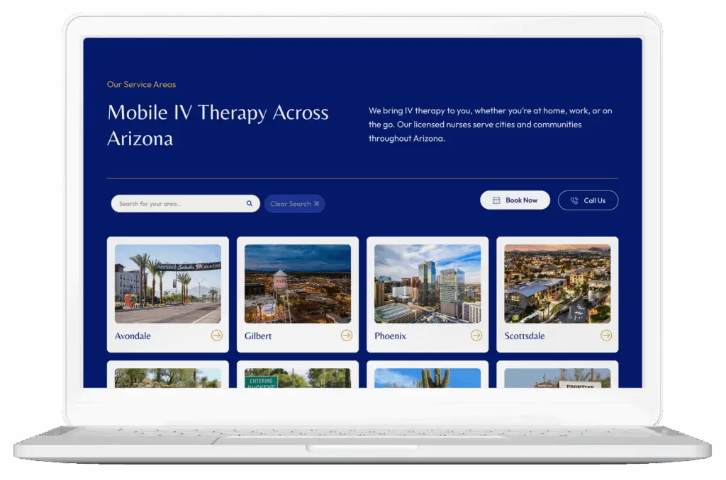 Mobile IV Therapy service areas in Arizona.