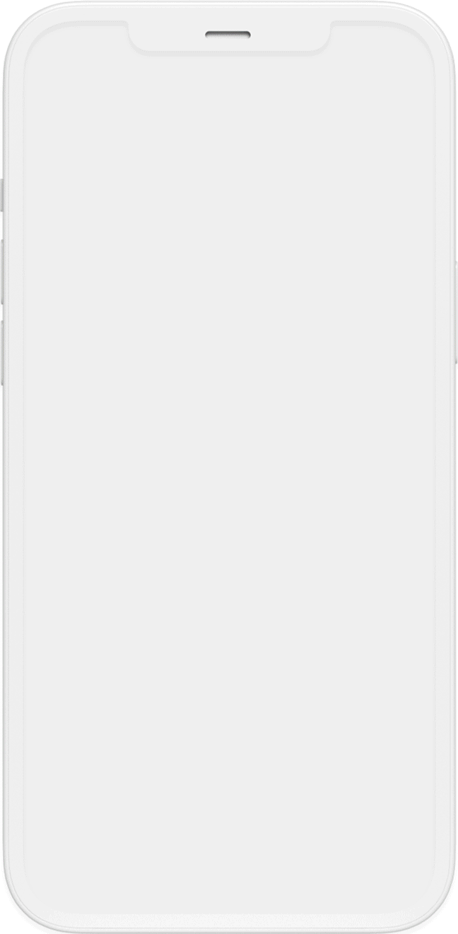 White smartphone with blank screen.